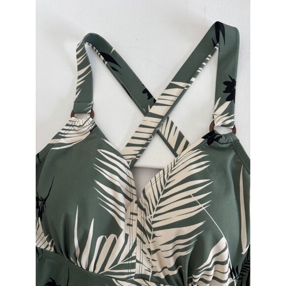 Y2K Palm & Leopard Plus Size 16W Swim Top Duo Bikini & Tankini Boho Chic Resort - Picture 6 of 15